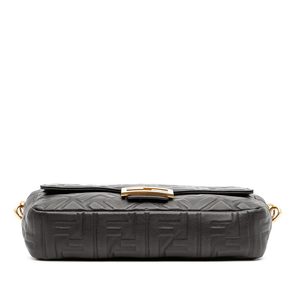 Fendi Zucca Embossed Leather Baguette Satchel