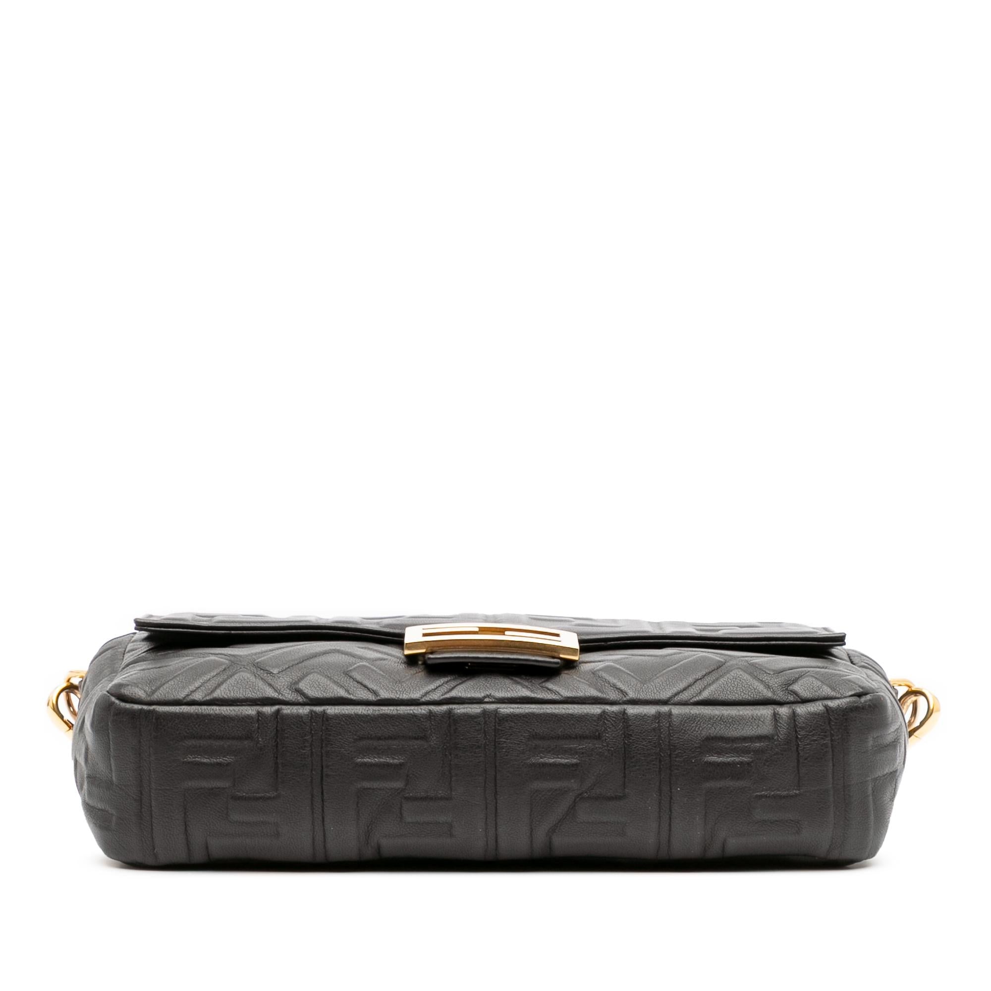 Fendi Zucca Embossed Leather Baguette Satchel