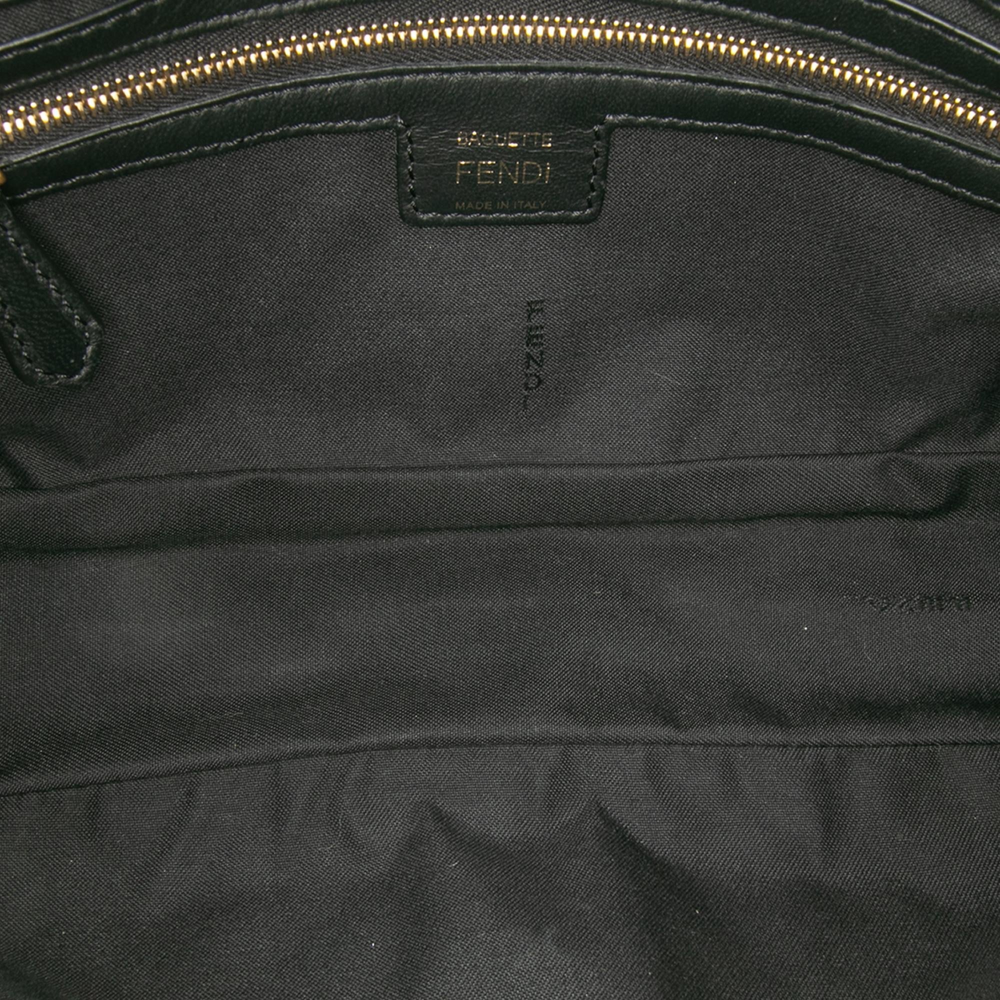 Fendi Zucca Embossed Leather Baguette Satchel