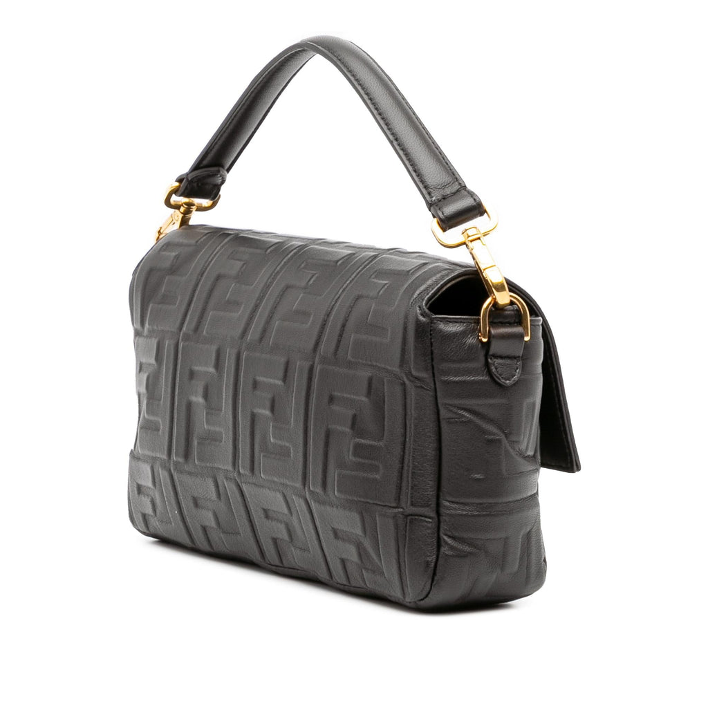 Fendi Zucca Embossed Leather Baguette Satchel