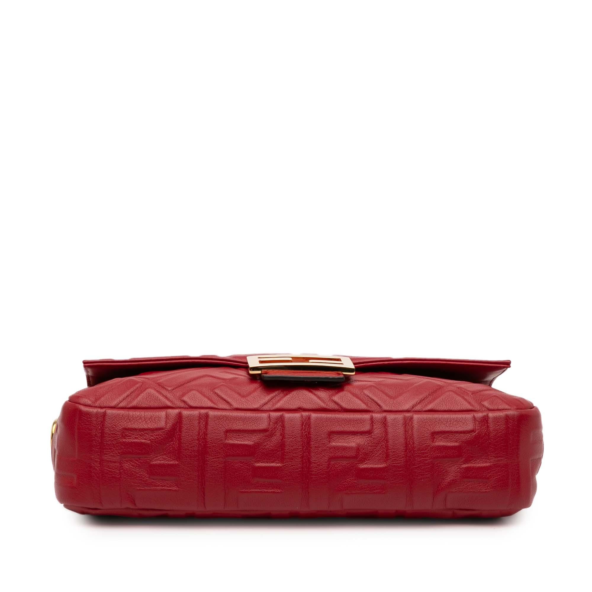 Fendi Zucca Embossed Leather Baguette Satchel