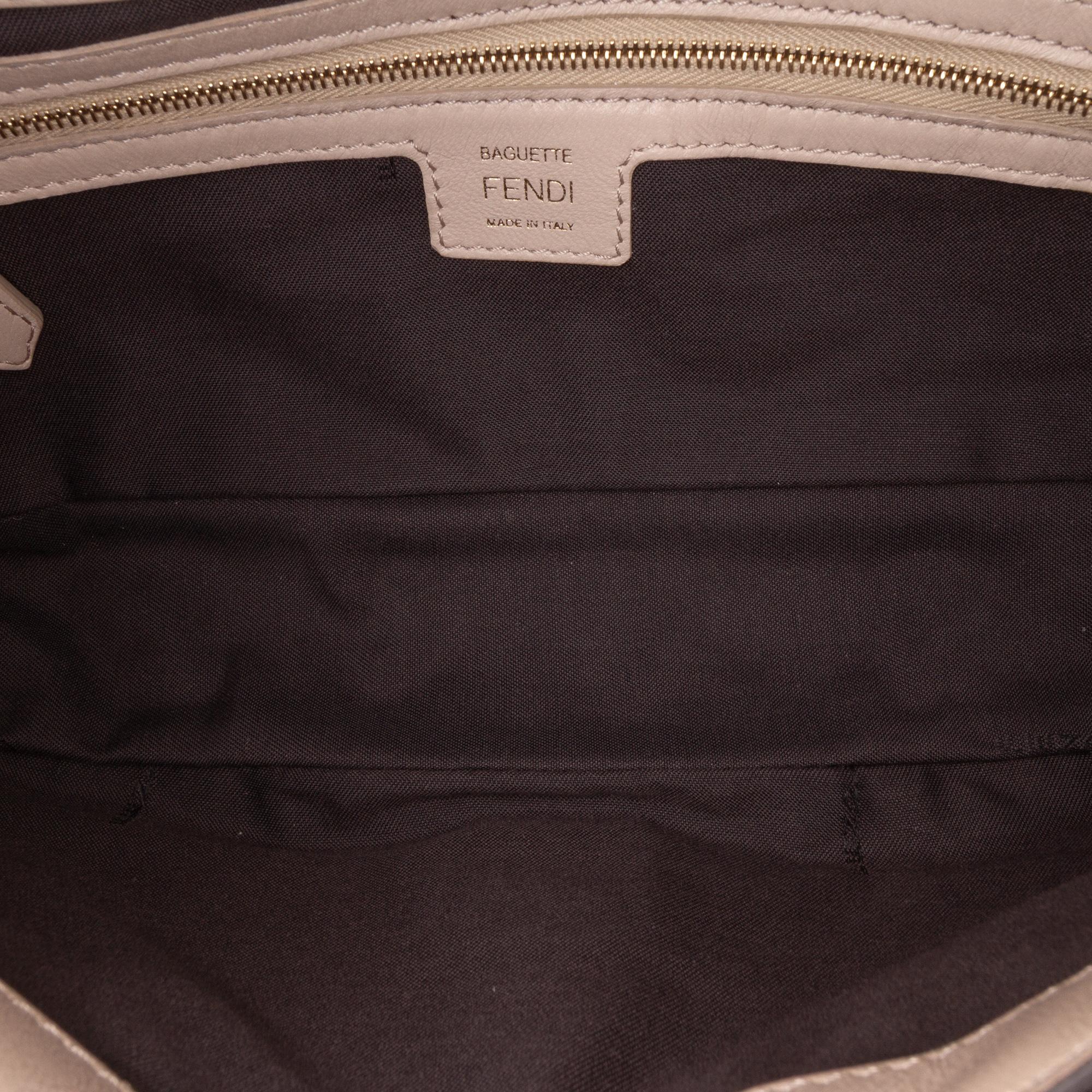 Fendi Zucca Embossed Leather Baguette Satchel