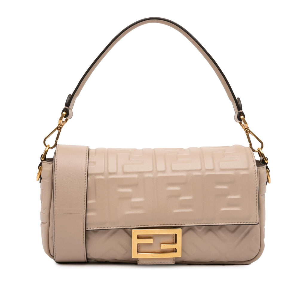 Fendi Zucca Embossed Leather Baguette Satchel