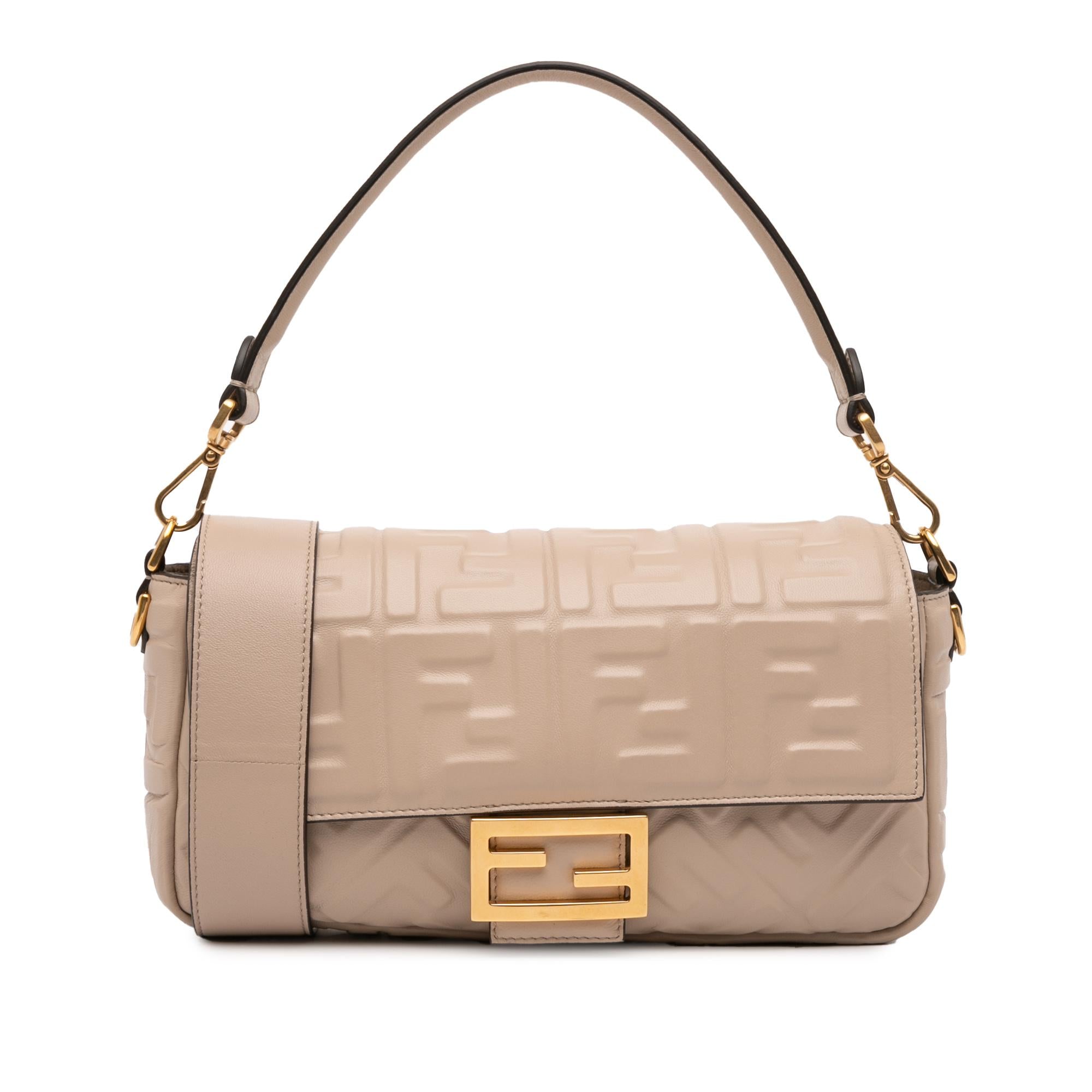 Fendi Zucca Embossed Leather Baguette Satchel