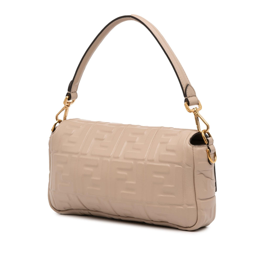 Fendi Zucca Embossed Leather Baguette Satchel