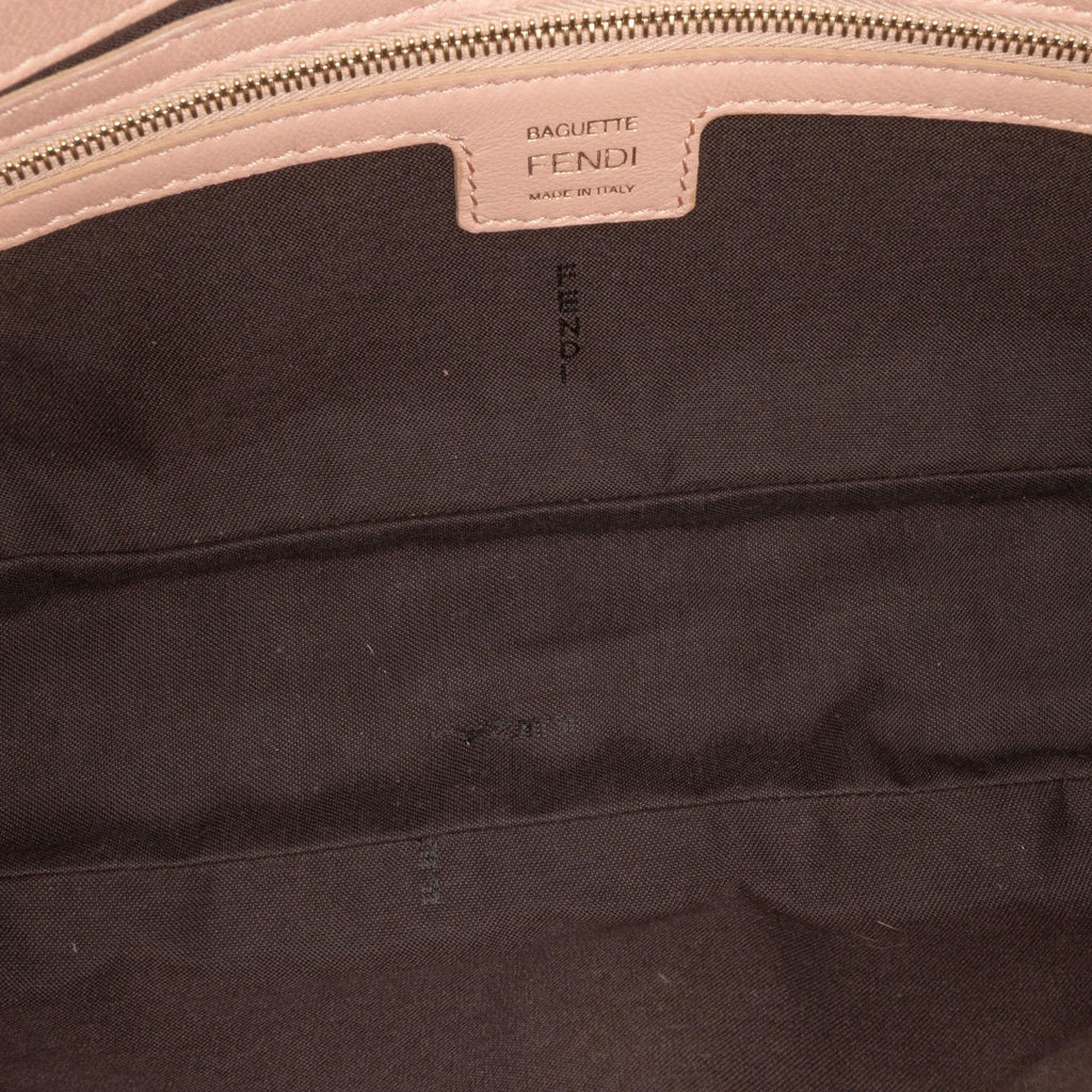 Fendi Zucca Embossed Leather Baguette Satchel