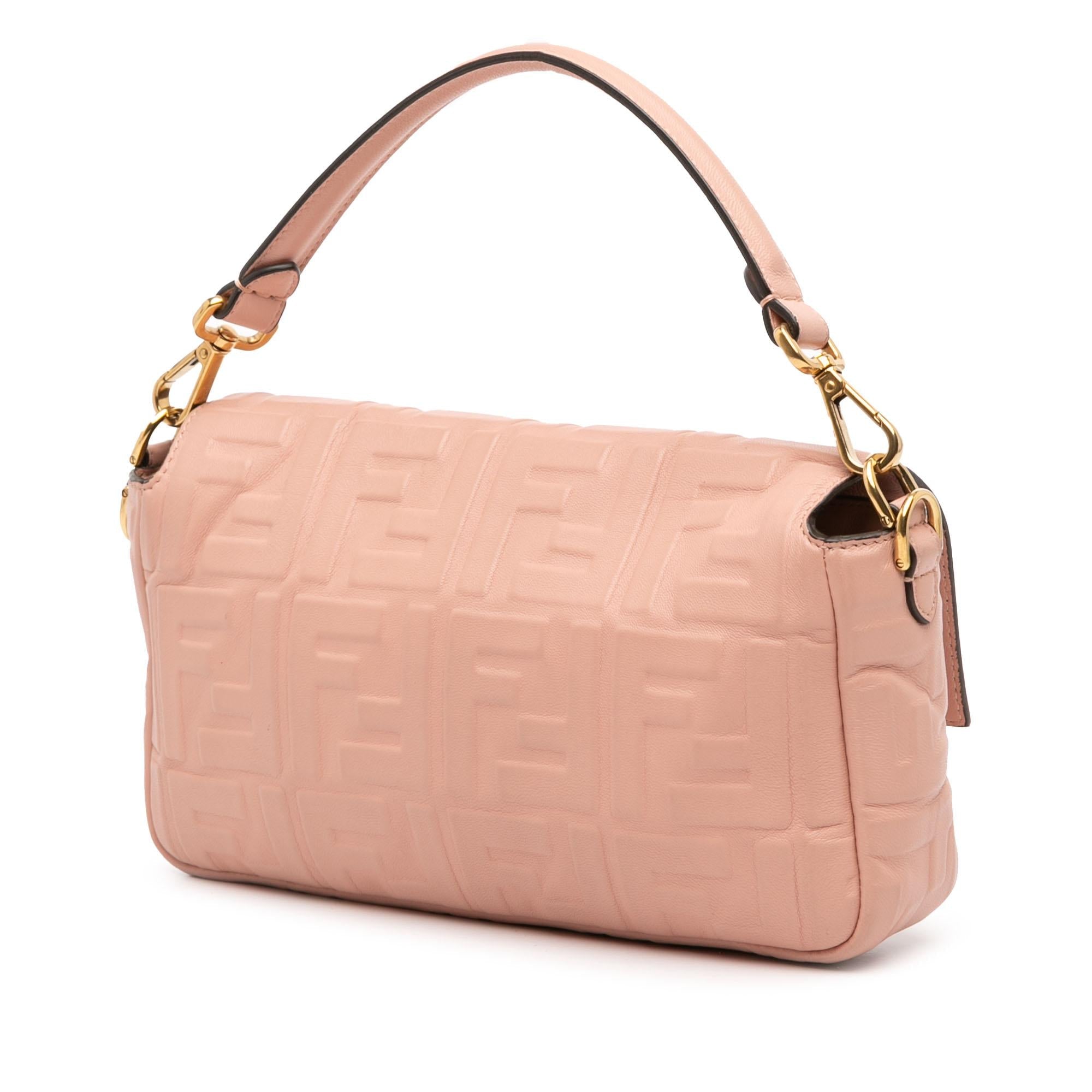 Fendi Zucca Embossed Leather Baguette Satchel