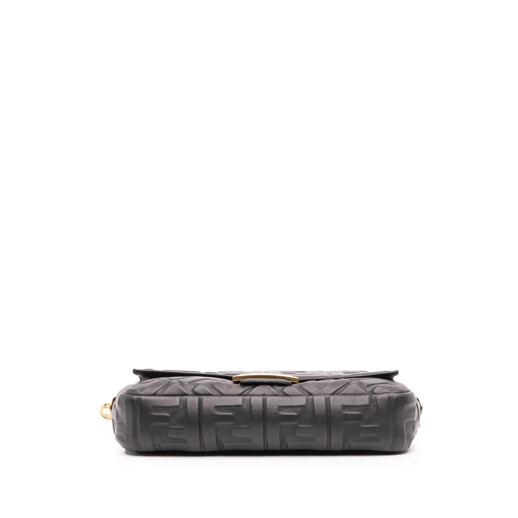 Fendi Zucca Embossed Leather Baguette Satchel