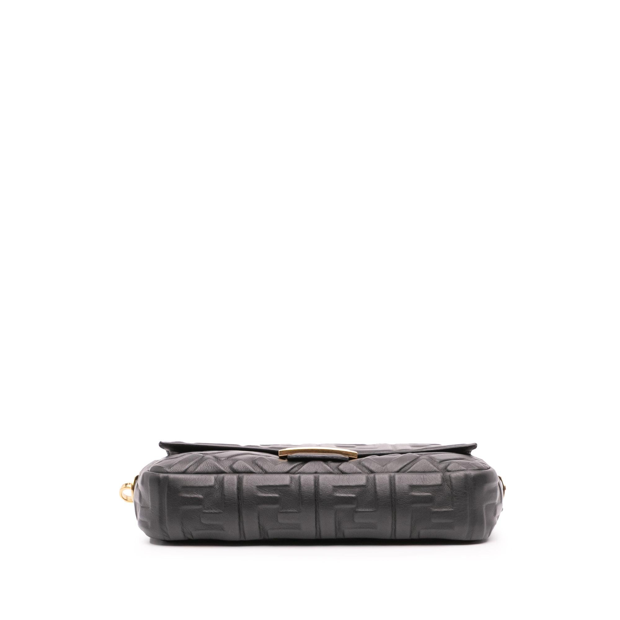Fendi Zucca Embossed Leather Baguette Satchel