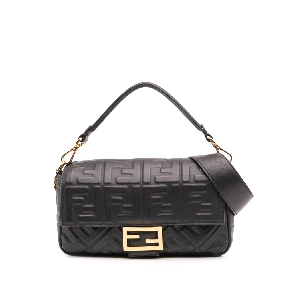 Fendi Zucca Embossed Leather Baguette Satchel