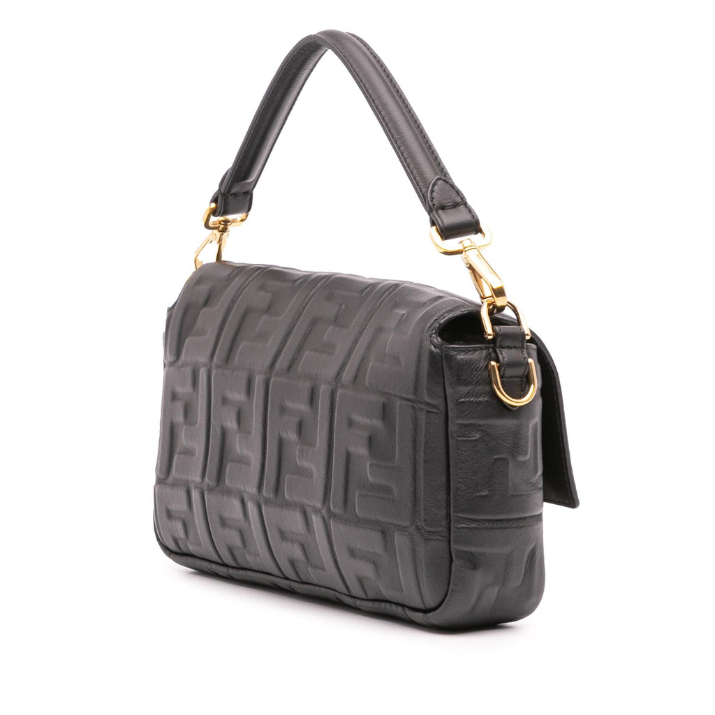 Fendi Zucca Embossed Leather Baguette Satchel