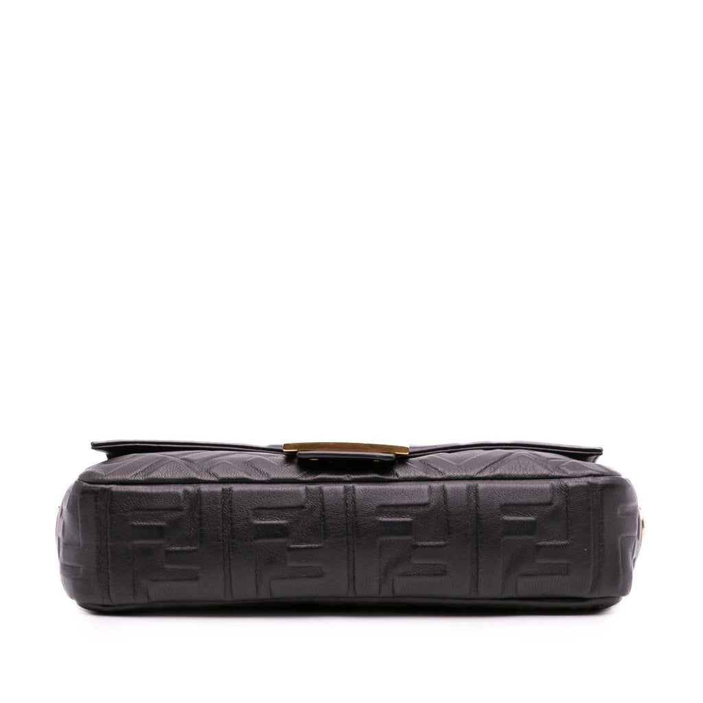 Fendi Zucca Embossed Leather Baguette Satchel