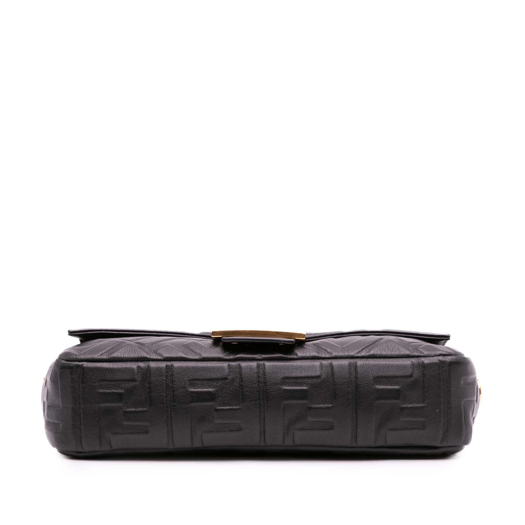 Fendi Zucca Embossed Leather Baguette Satchel