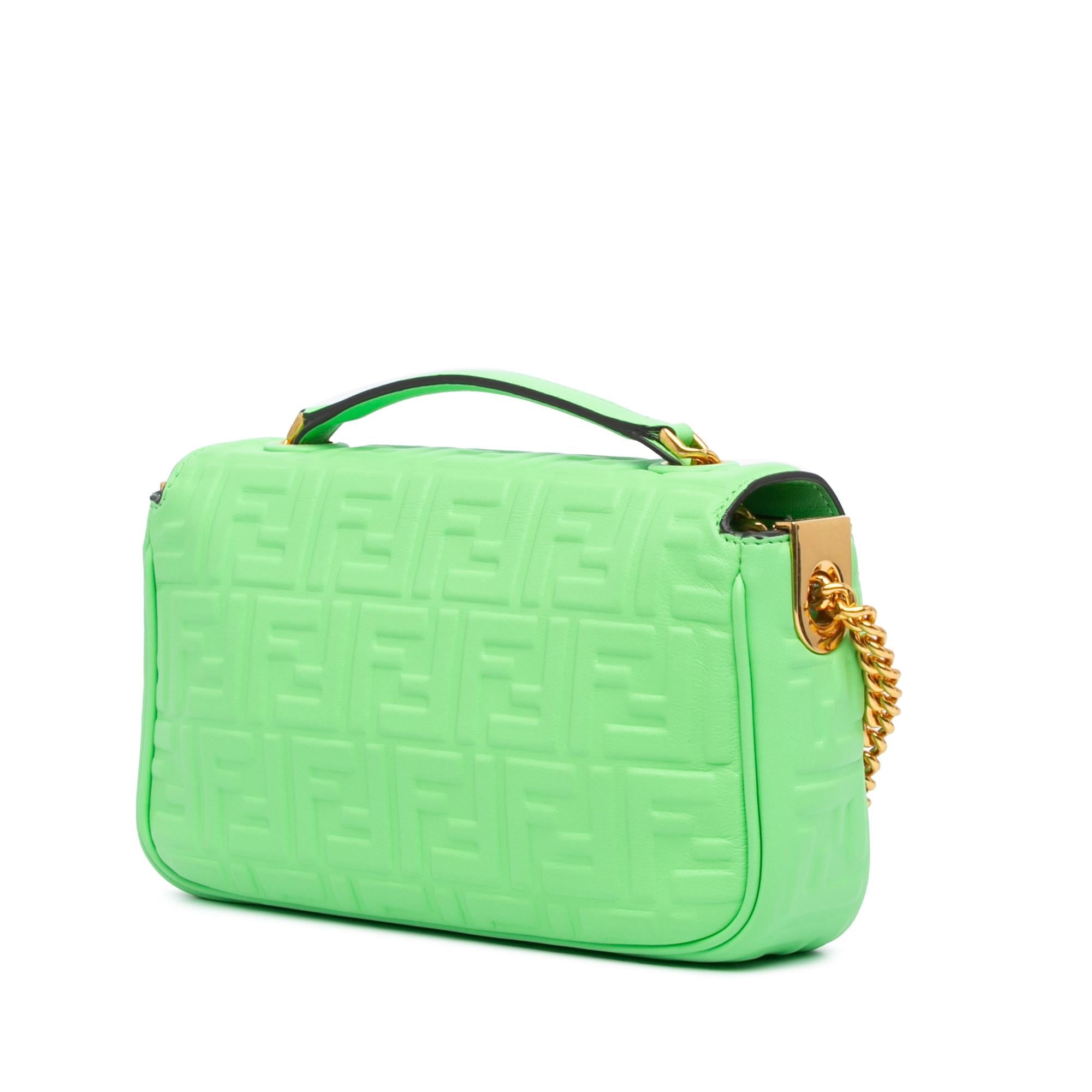 Fendi Zucca Embossed Leather Chain Midi Baguette