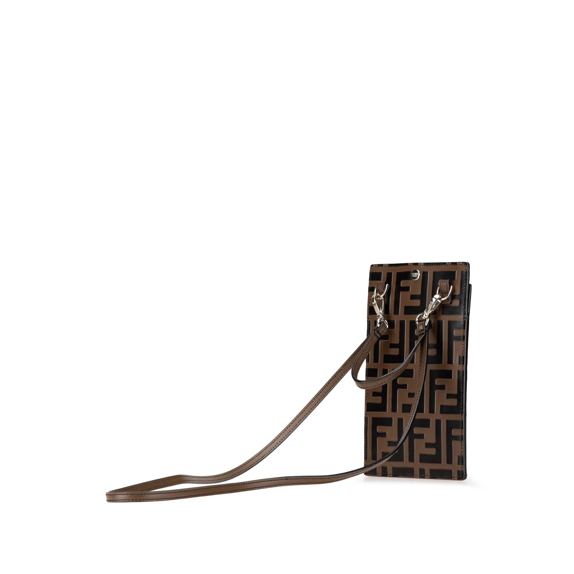 Fendi Zucca Embossed Leather Phone Holder Satchel