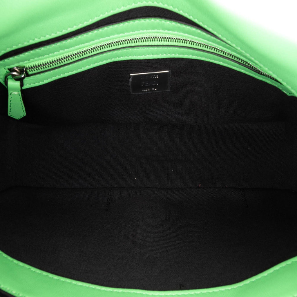 Fendi Zucca Embossed Stitched Leather Baguette Satchel