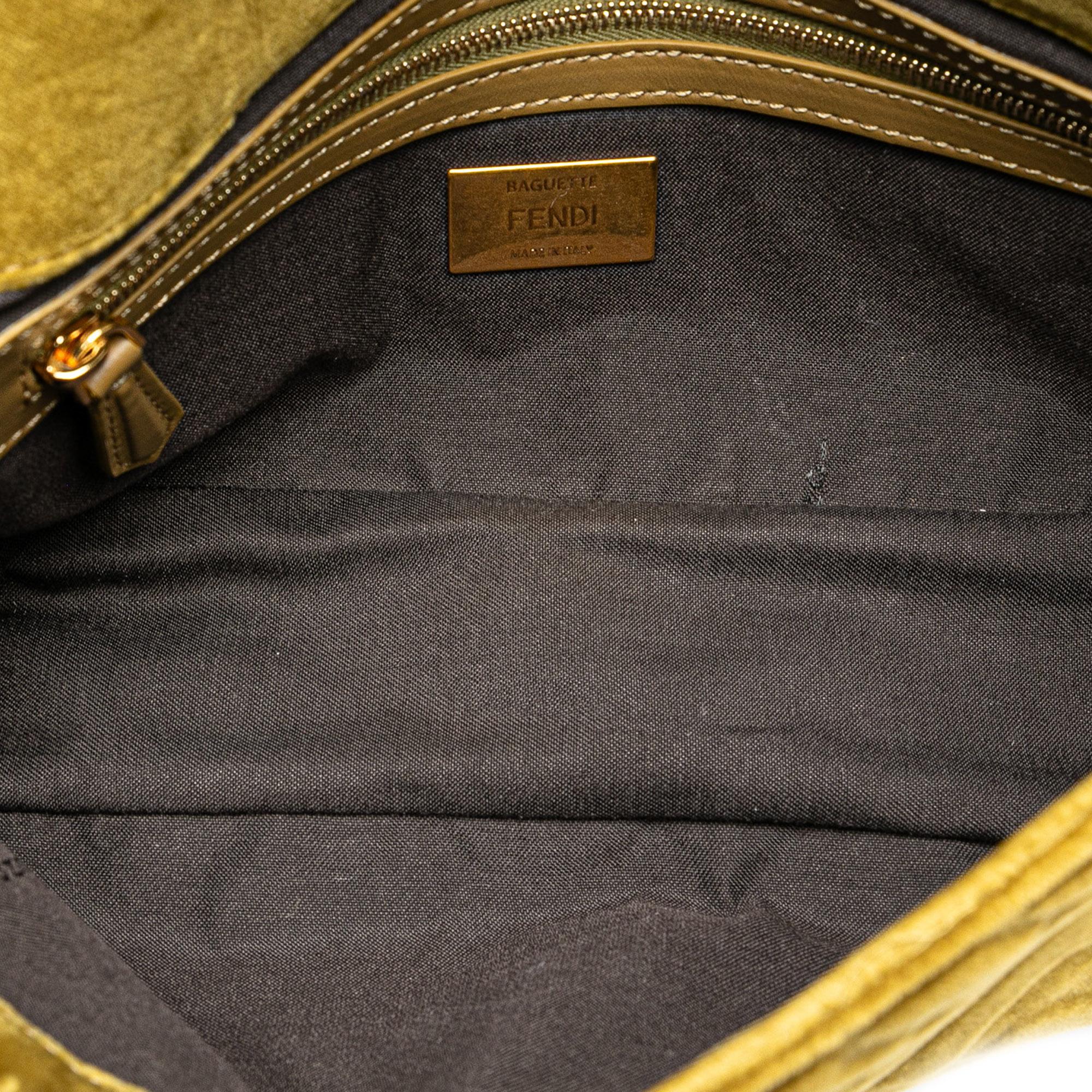 Fendi Zucca Embossed Velvet Baguette Satchel