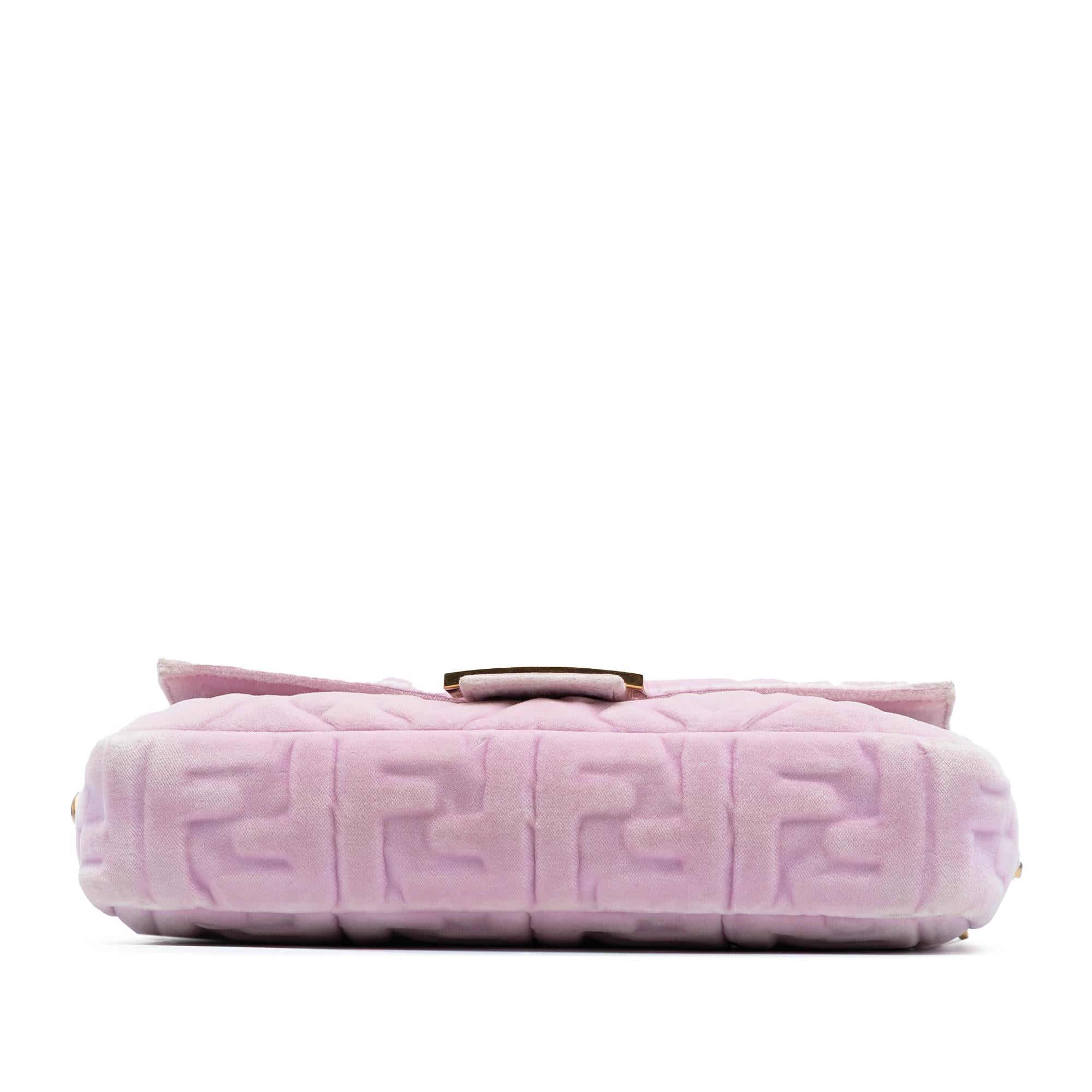 Fendi Zucca Embossed Velvet Baguette Satchel