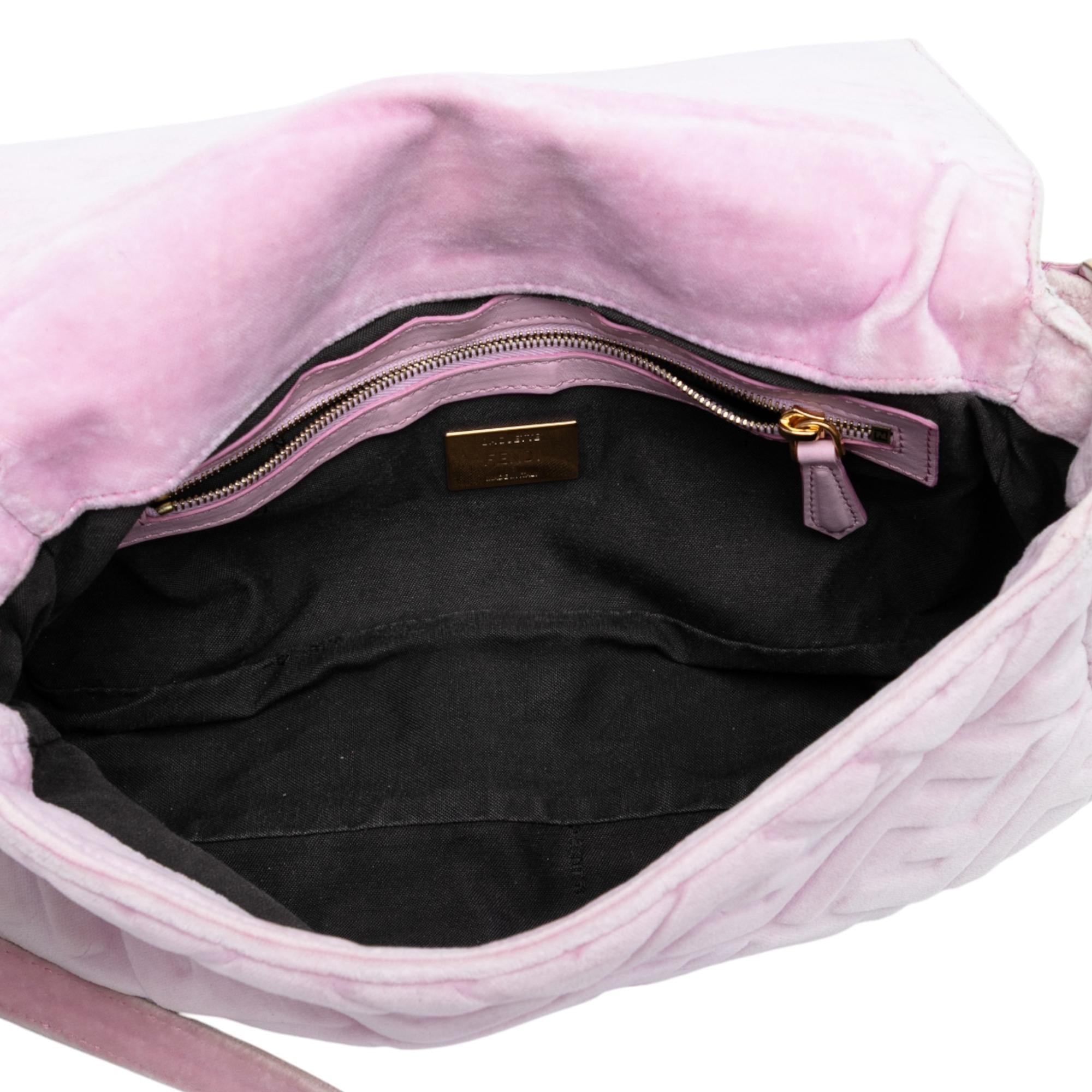 Fendi Zucca Embossed Velvet Baguette Satchel