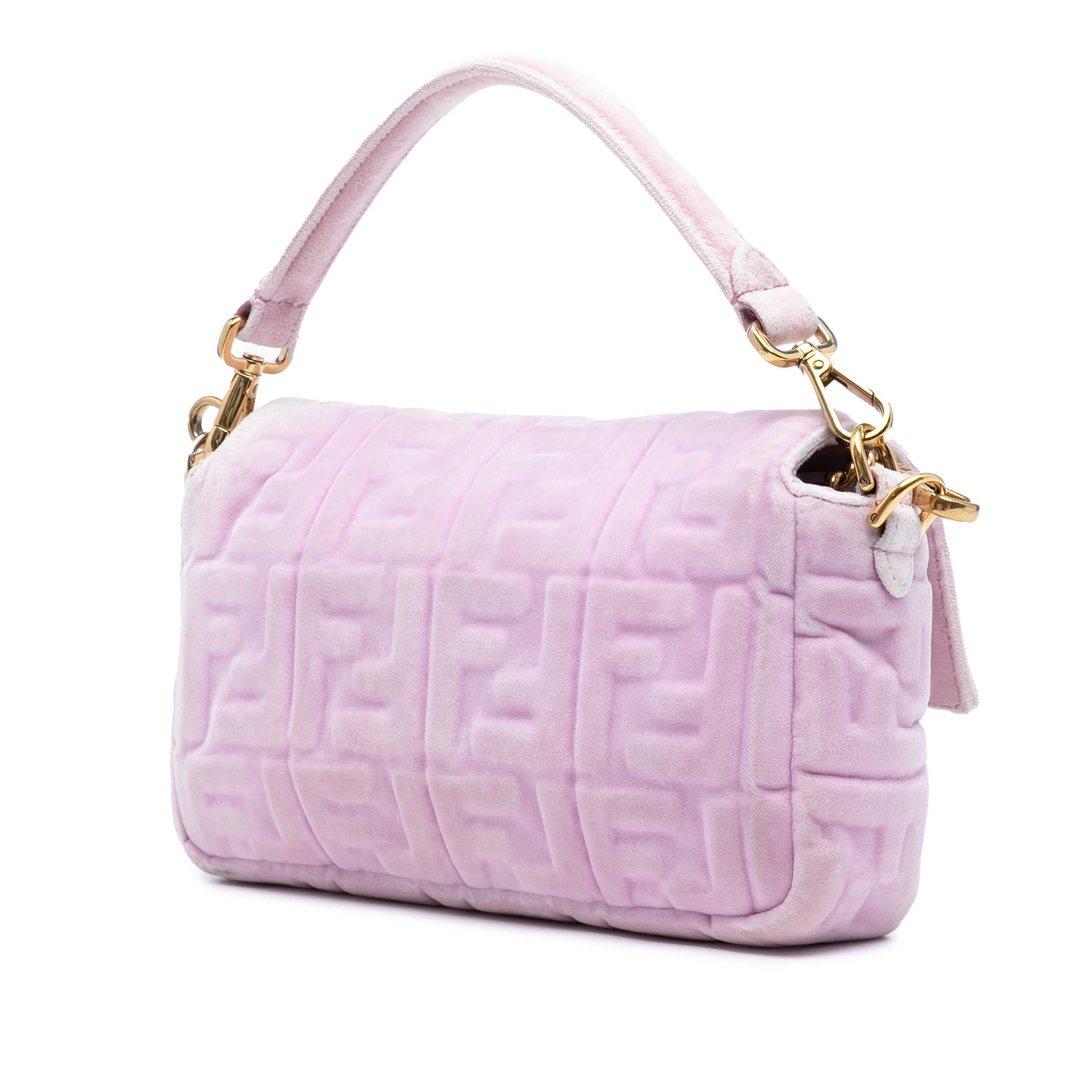 Fendi Zucca Embossed Velvet Baguette Satchel