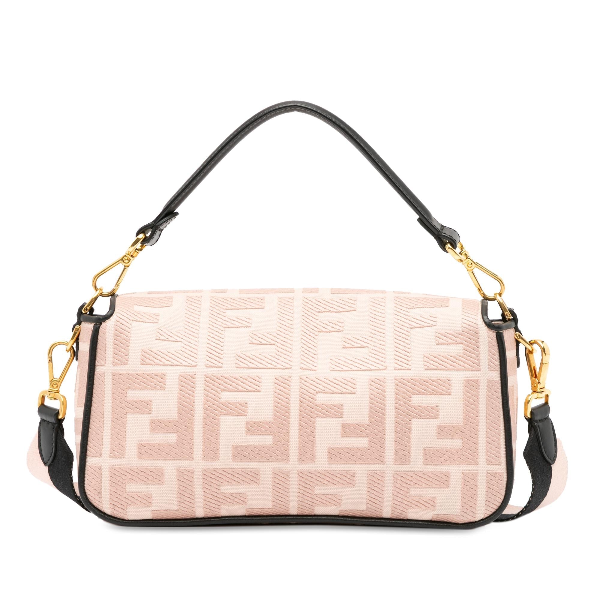 Fendi Zucca Embroidered Baguette Satchel
