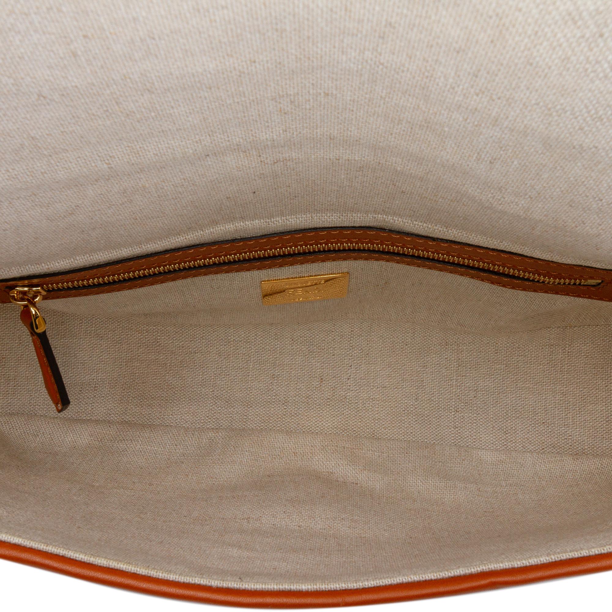 Fendi Zucca Embroidered Canvas Baguette Satchel