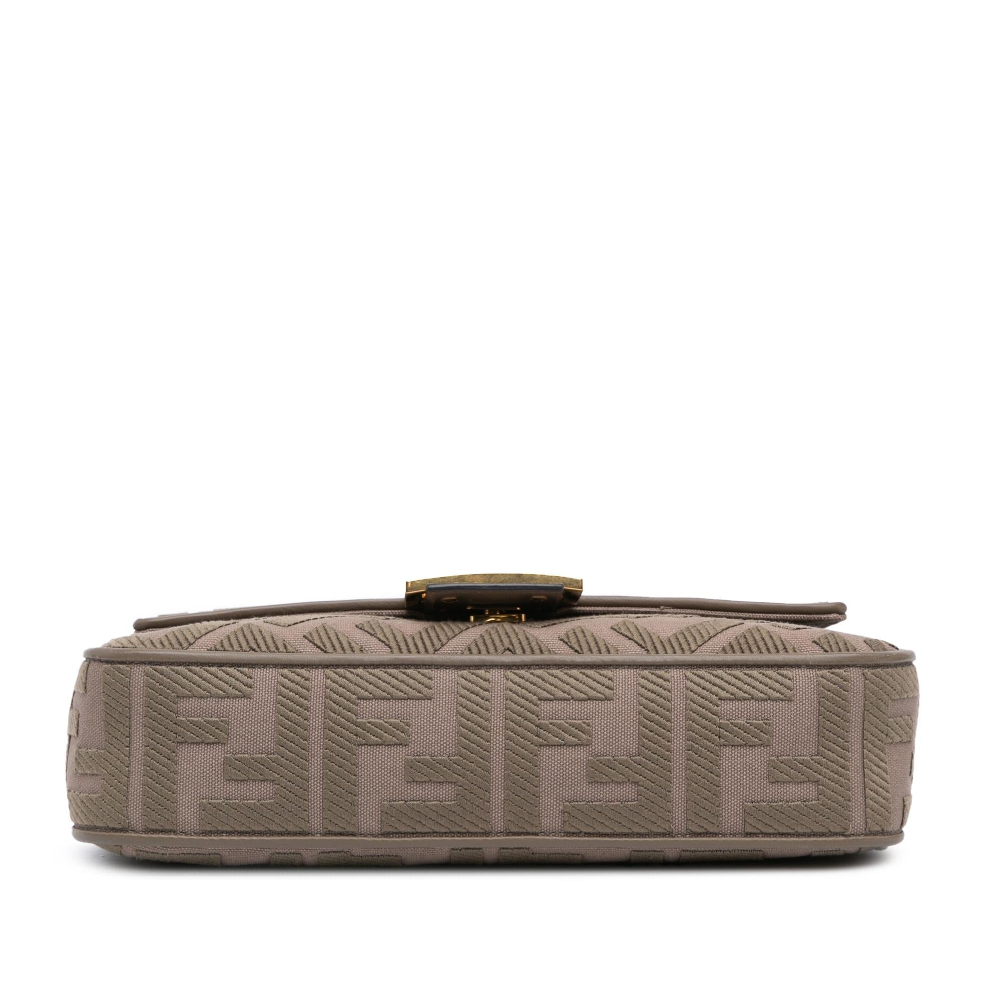 Fendi Zucca Embroidered Canvas Baguette Satchel