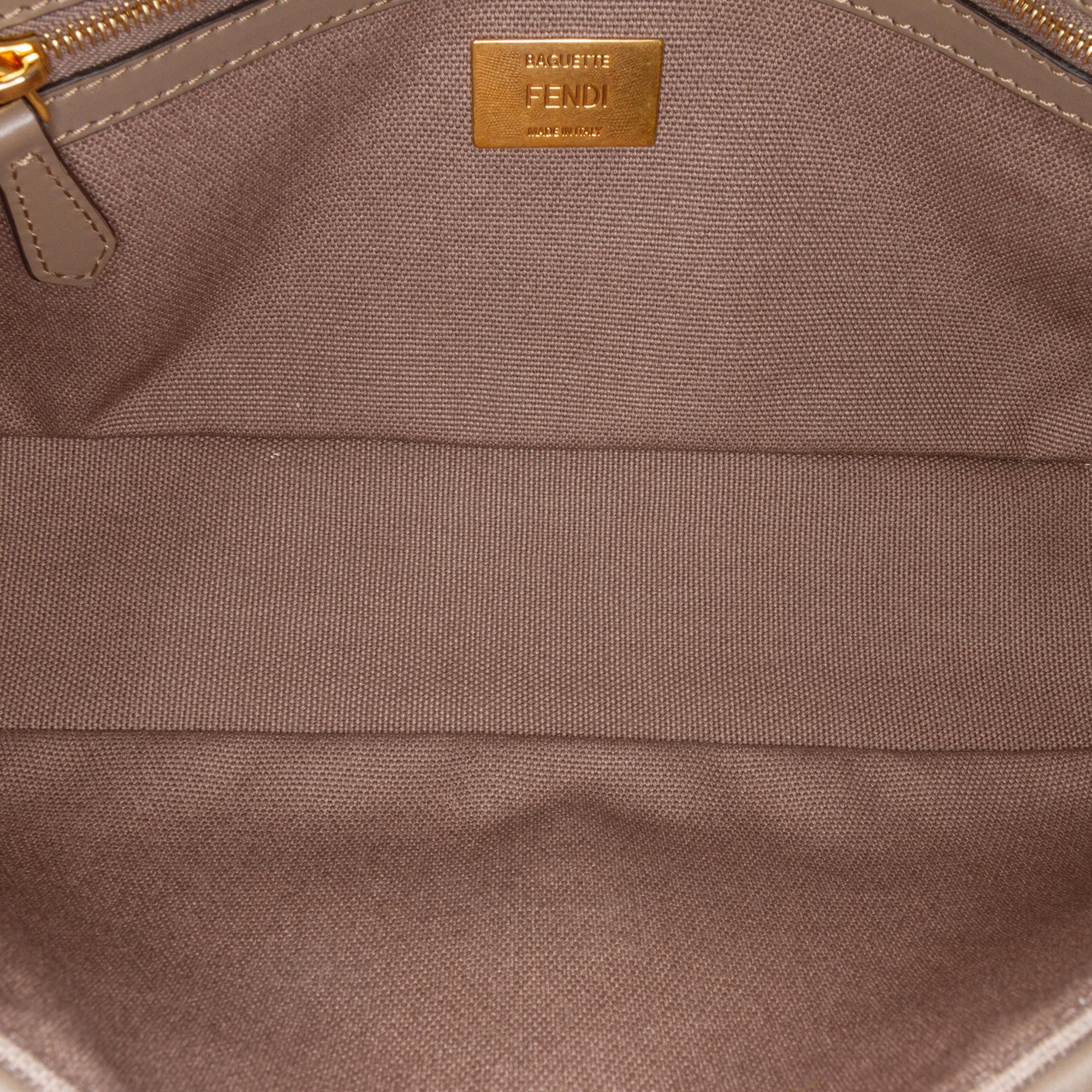 Fendi Zucca Embroidered Canvas Baguette Satchel
