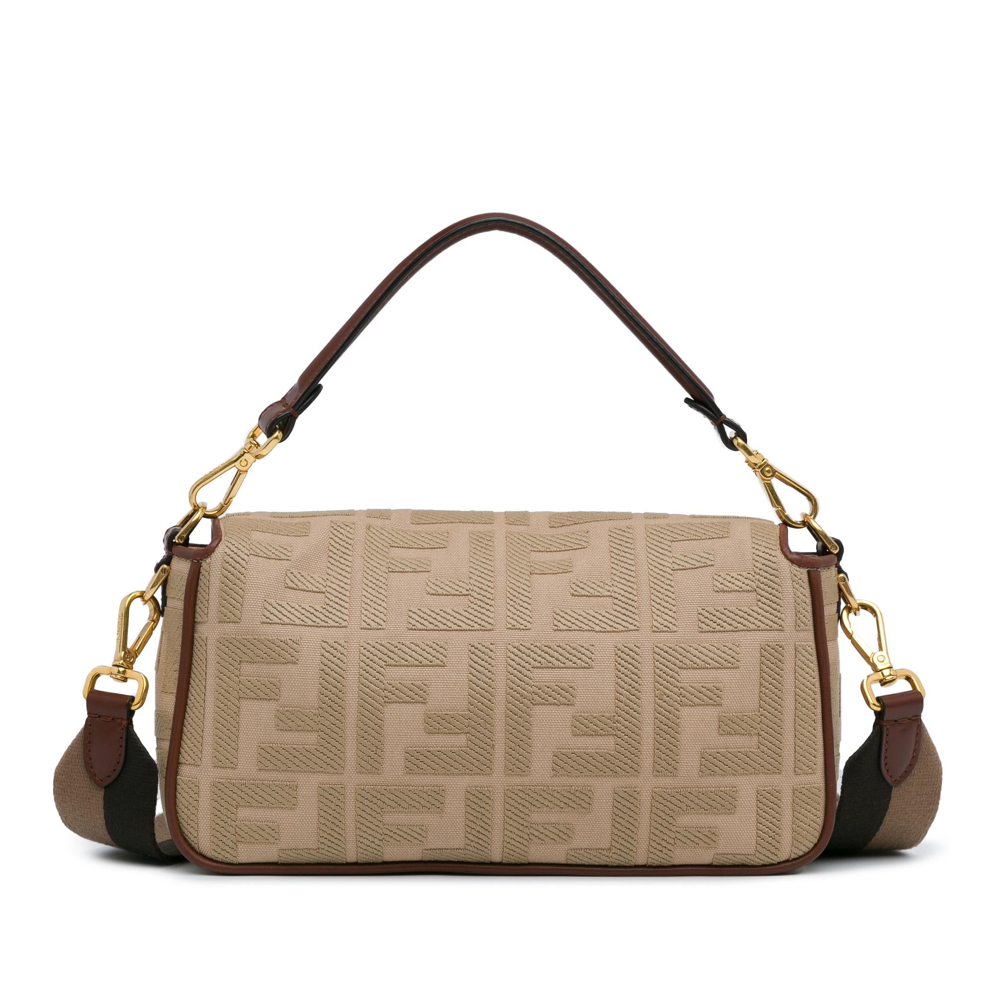 Fendi Zucca Embroidered Canvas Baguette Satchel