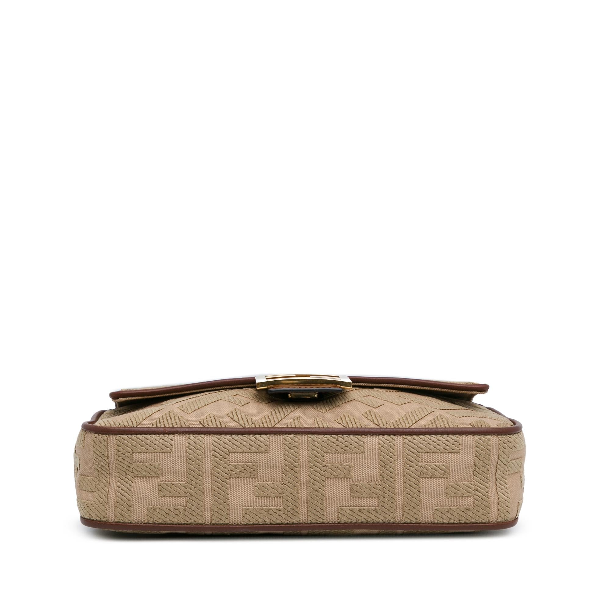 Fendi Zucca Embroidered Canvas Baguette Satchel