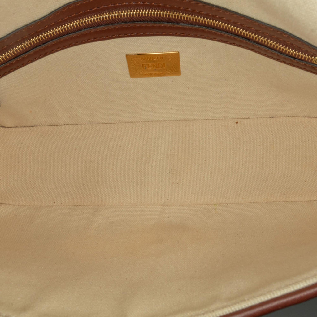Fendi Zucca Embroidered Canvas Baguette Satchel (SHG-mIE6q3)