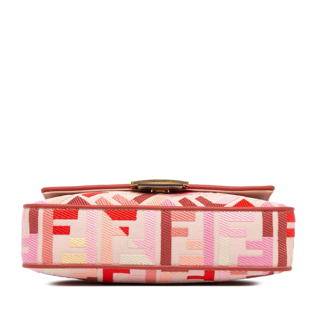 Fendi Zucca Embroidered Canvas Baguette Satchel