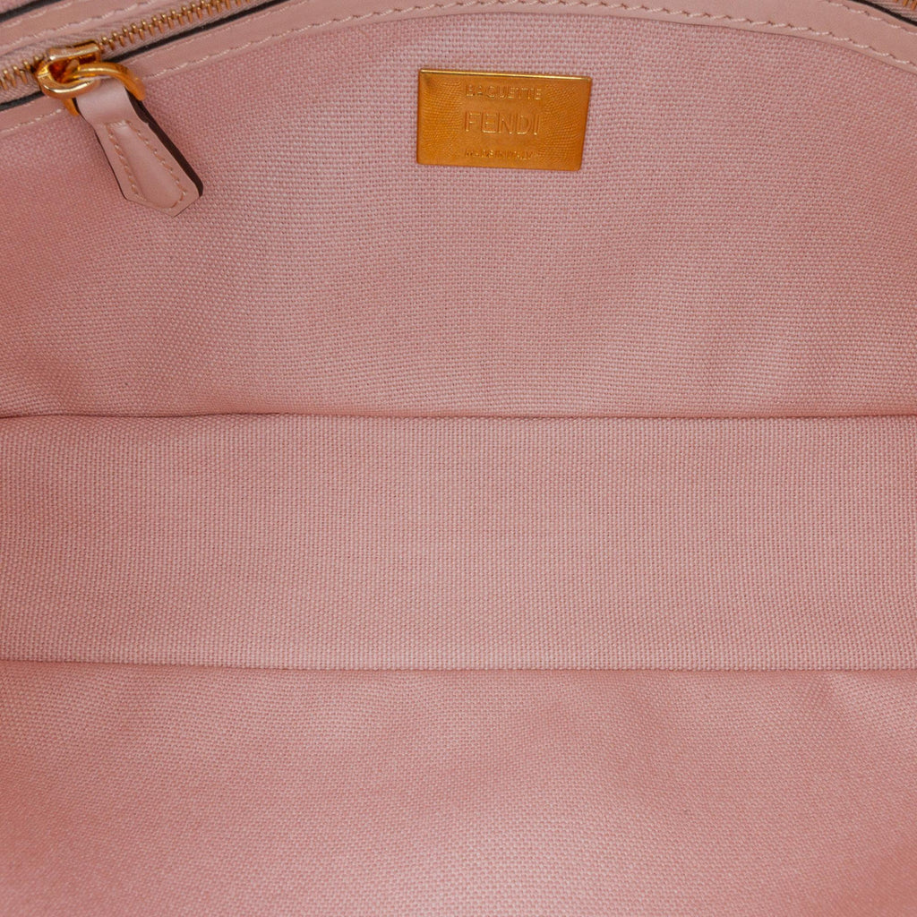 Fendi Zucca Embroidered Canvas Baguette Satchel