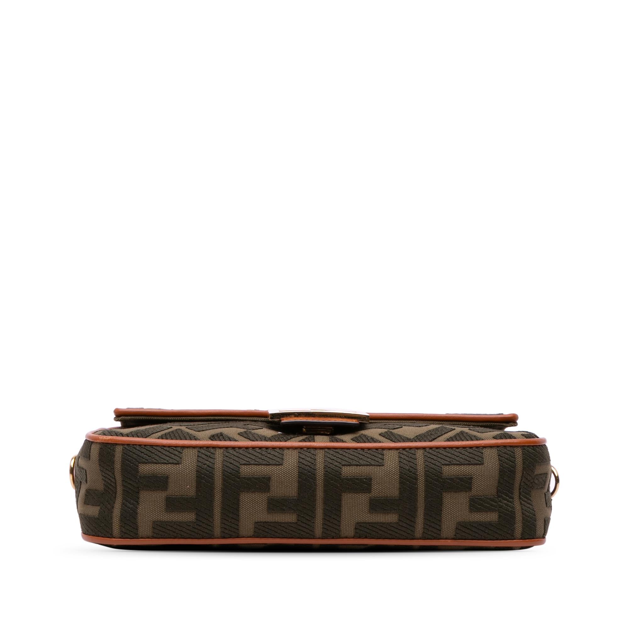 Fendi Zucca Embroidered Canvas Baguette Satchel