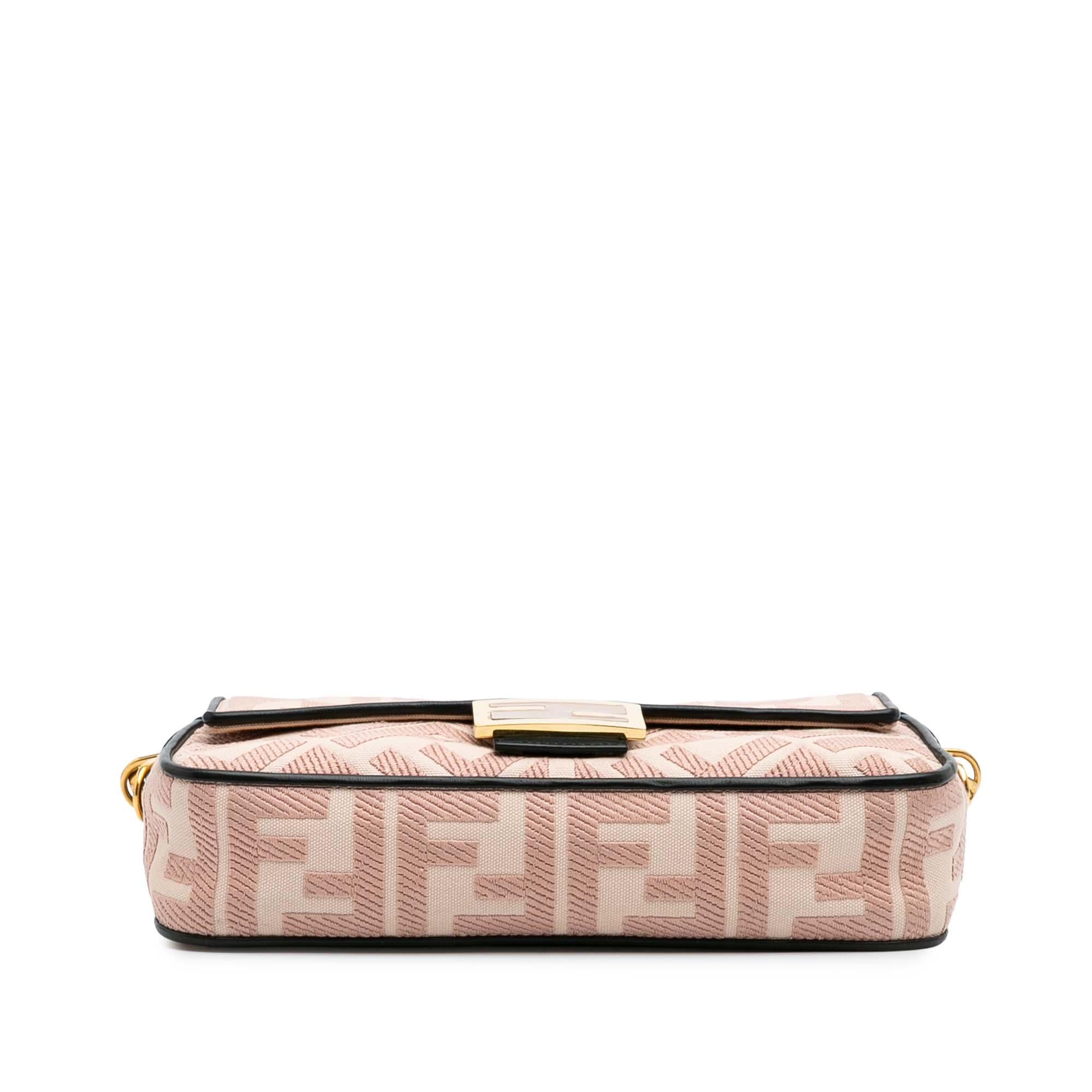 Fendi Zucca Embroidered Canvas Baguette Satchel