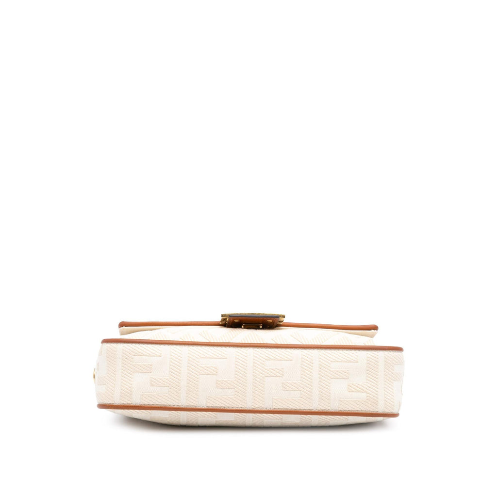 Fendi Zucca Embroidered Canvas Baguette Satchel