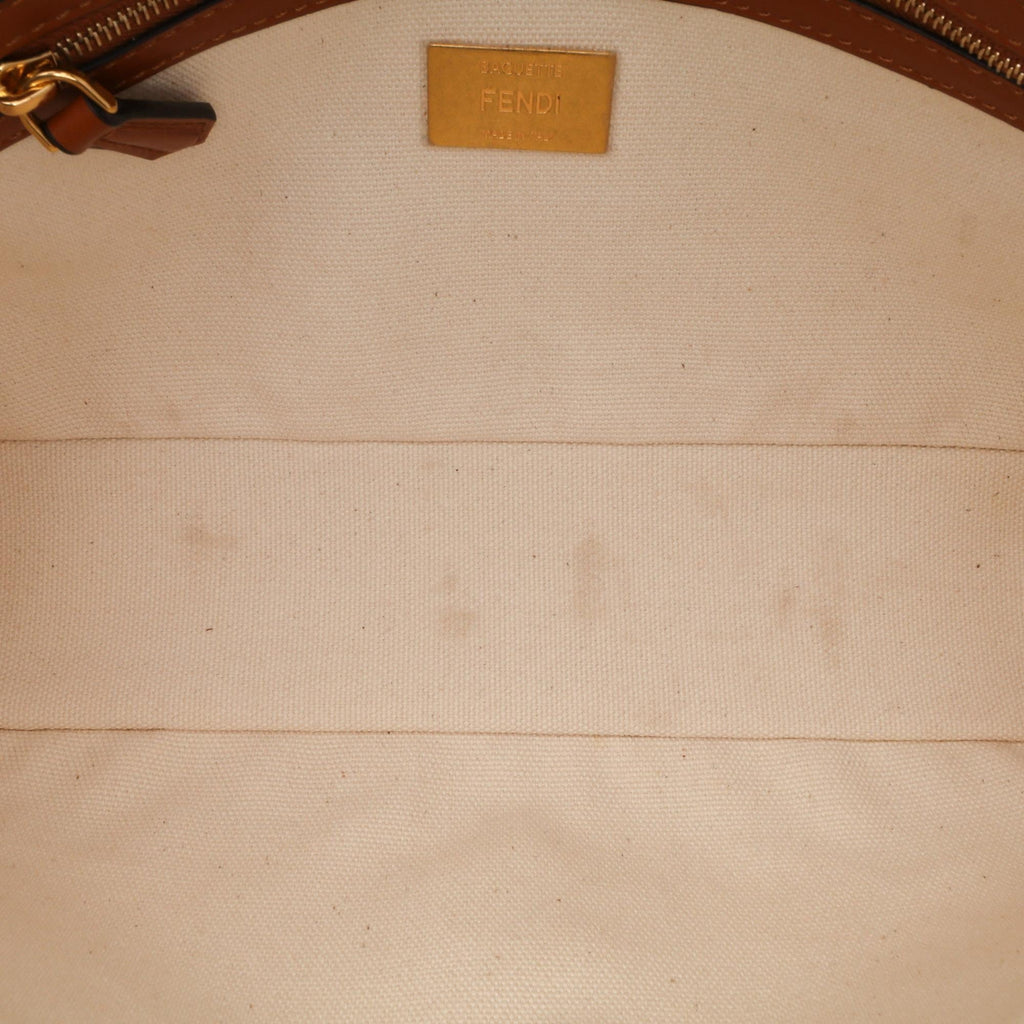 Fendi Zucca Embroidered Canvas Baguette Satchel
