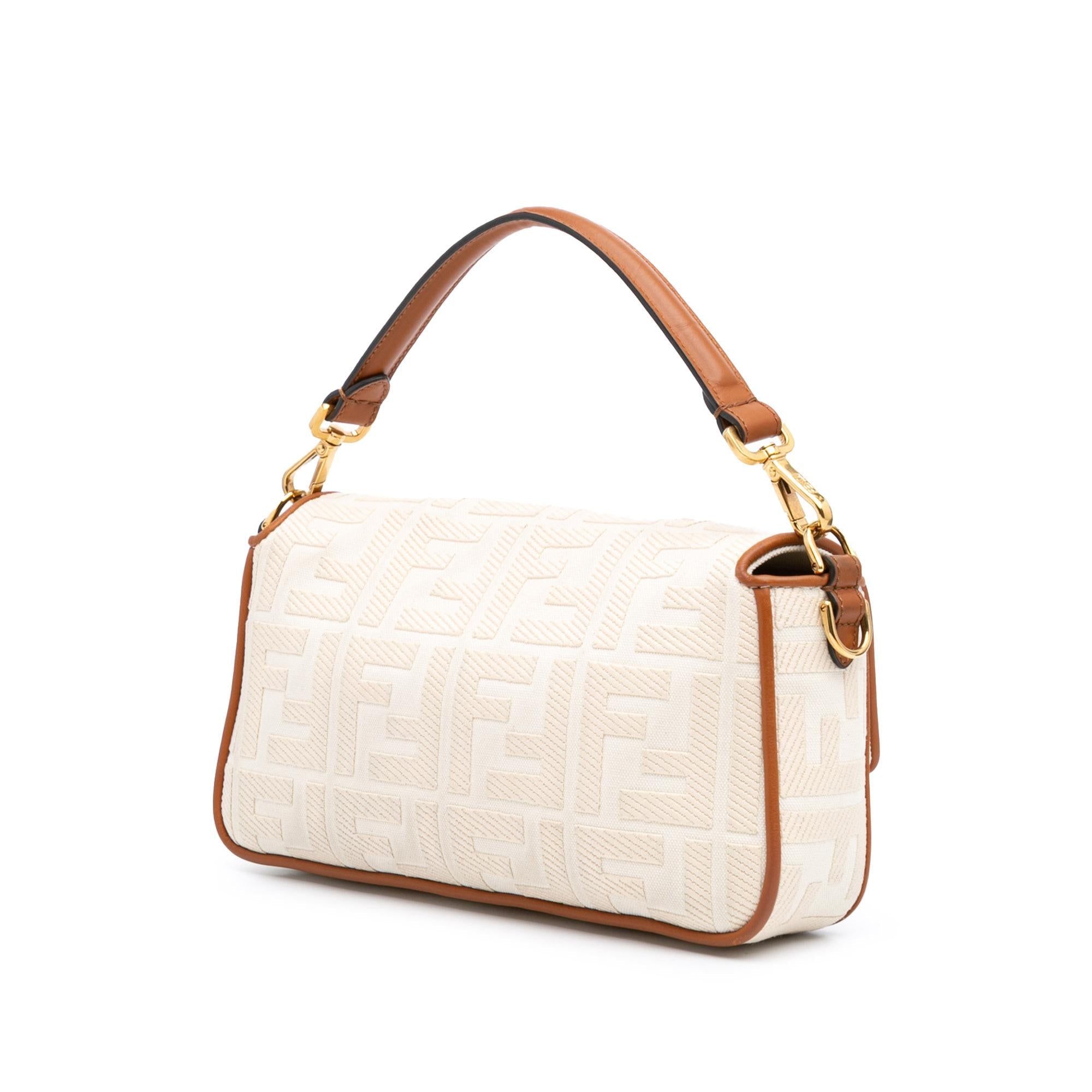 Fendi Zucca Embroidered Canvas Baguette Satchel