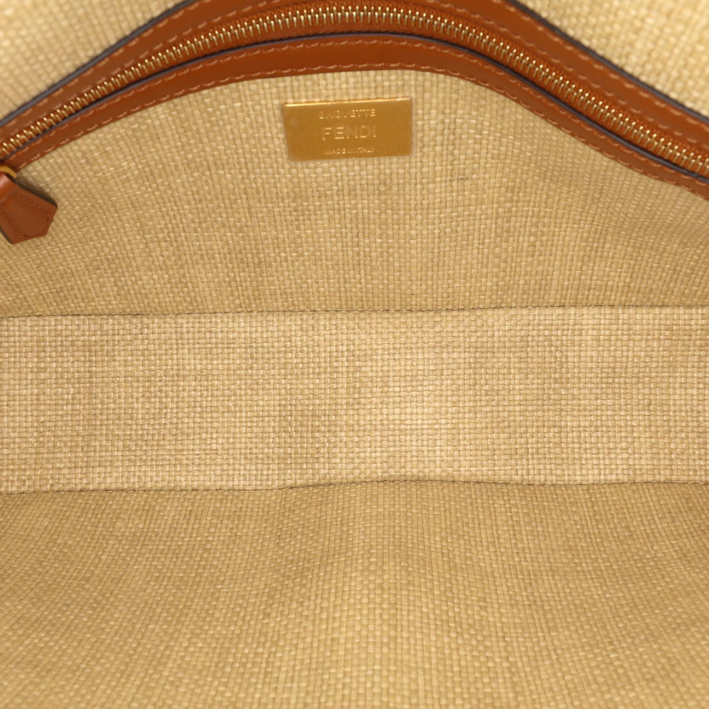 Fendi Zucca Embroidered Canvas Baguette Satchel