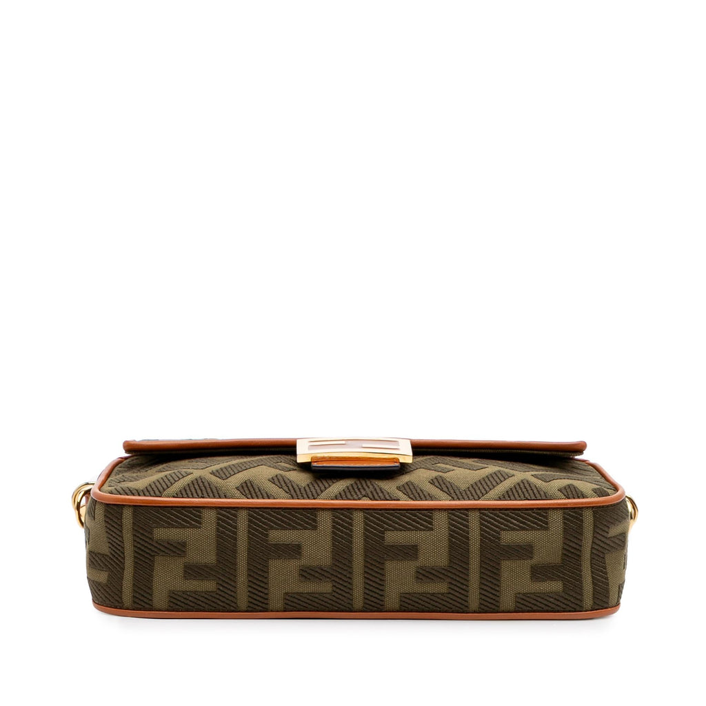 Fendi Zucca Embroidered Canvas Baguette Satchel