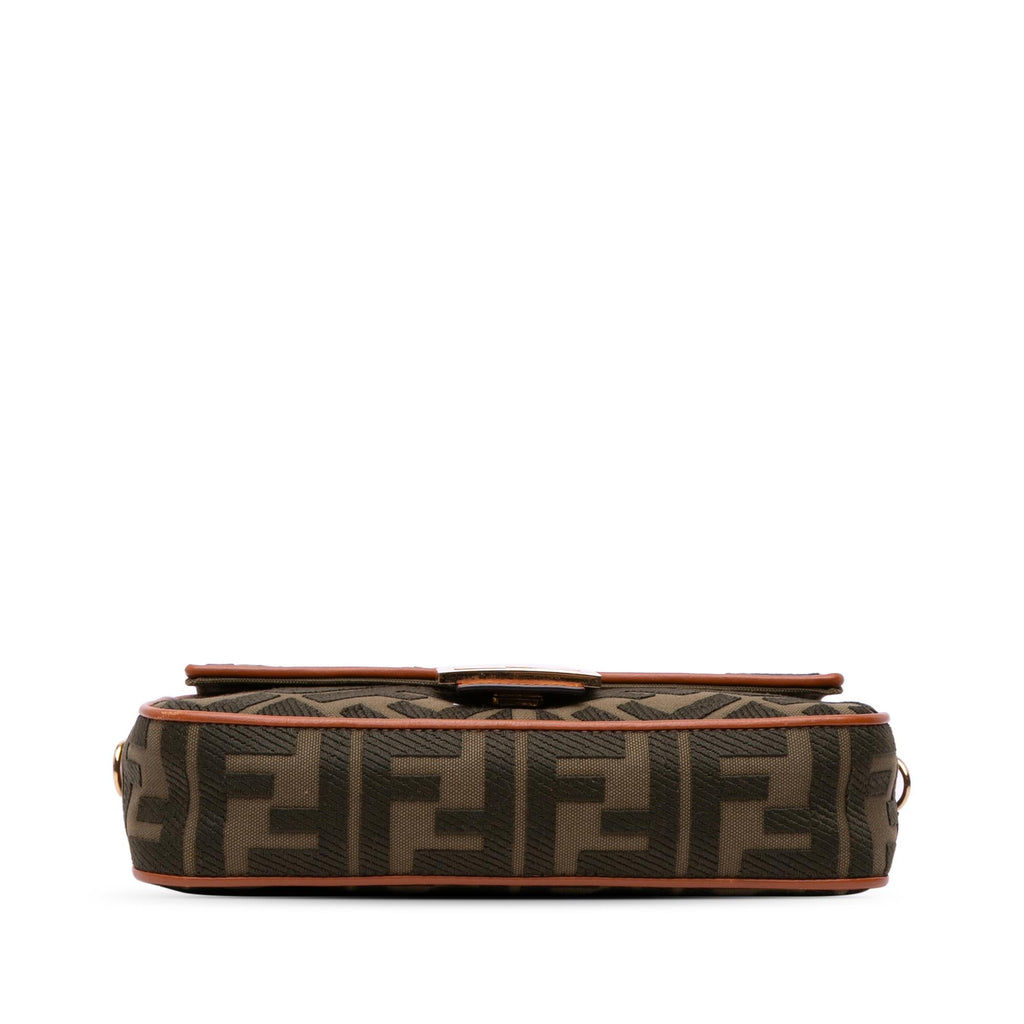 Fendi Zucca Embroidered Canvas Baguette Satchel