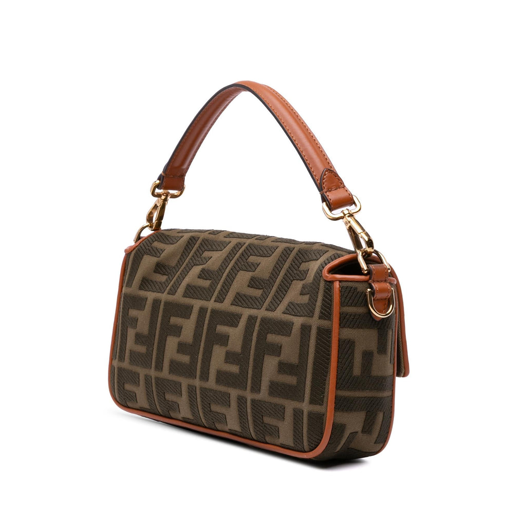 Fendi Zucca Embroidered Canvas Baguette Satchel