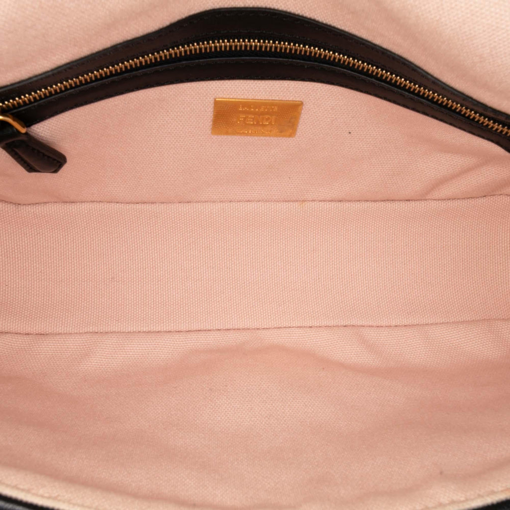 Fendi Zucca Embroidered Canvas Baguette Satchel