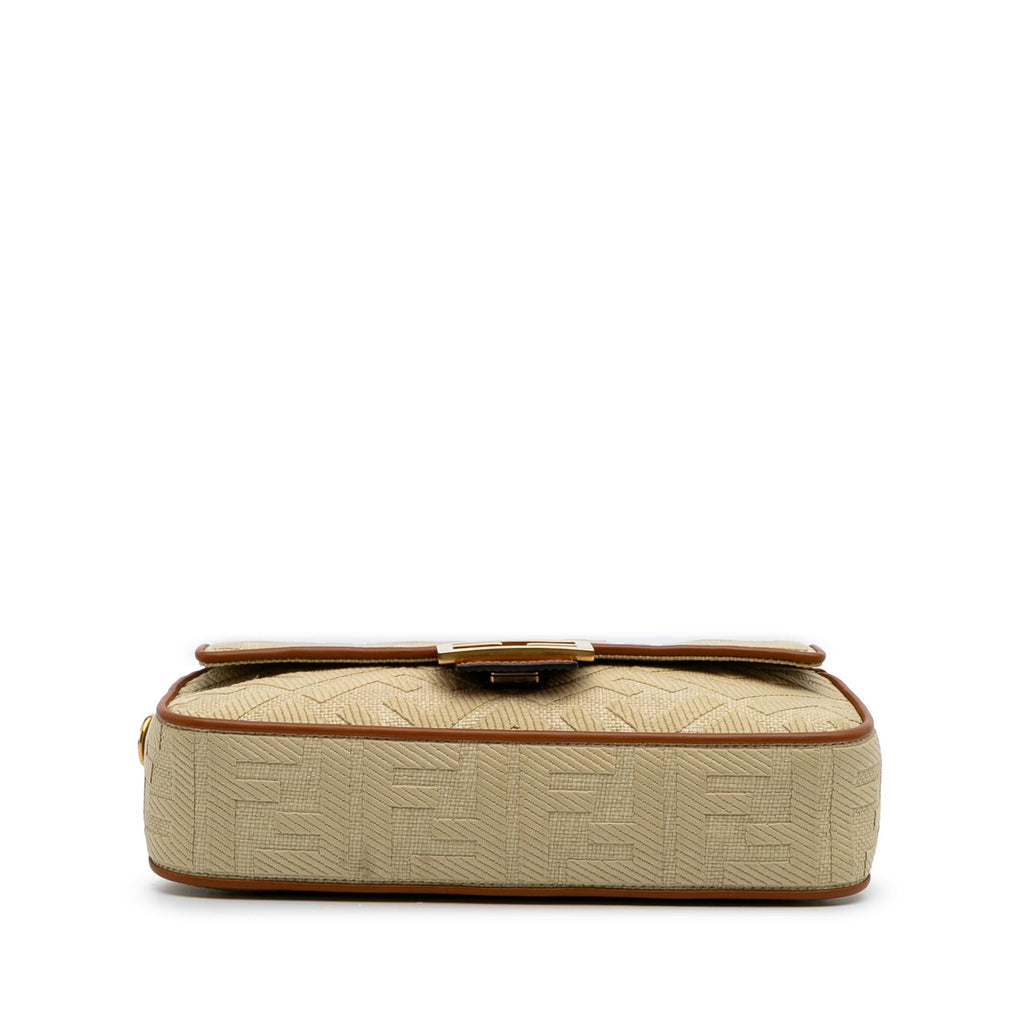 Fendi Zucca Embroidered Canvas Baguette Satchel