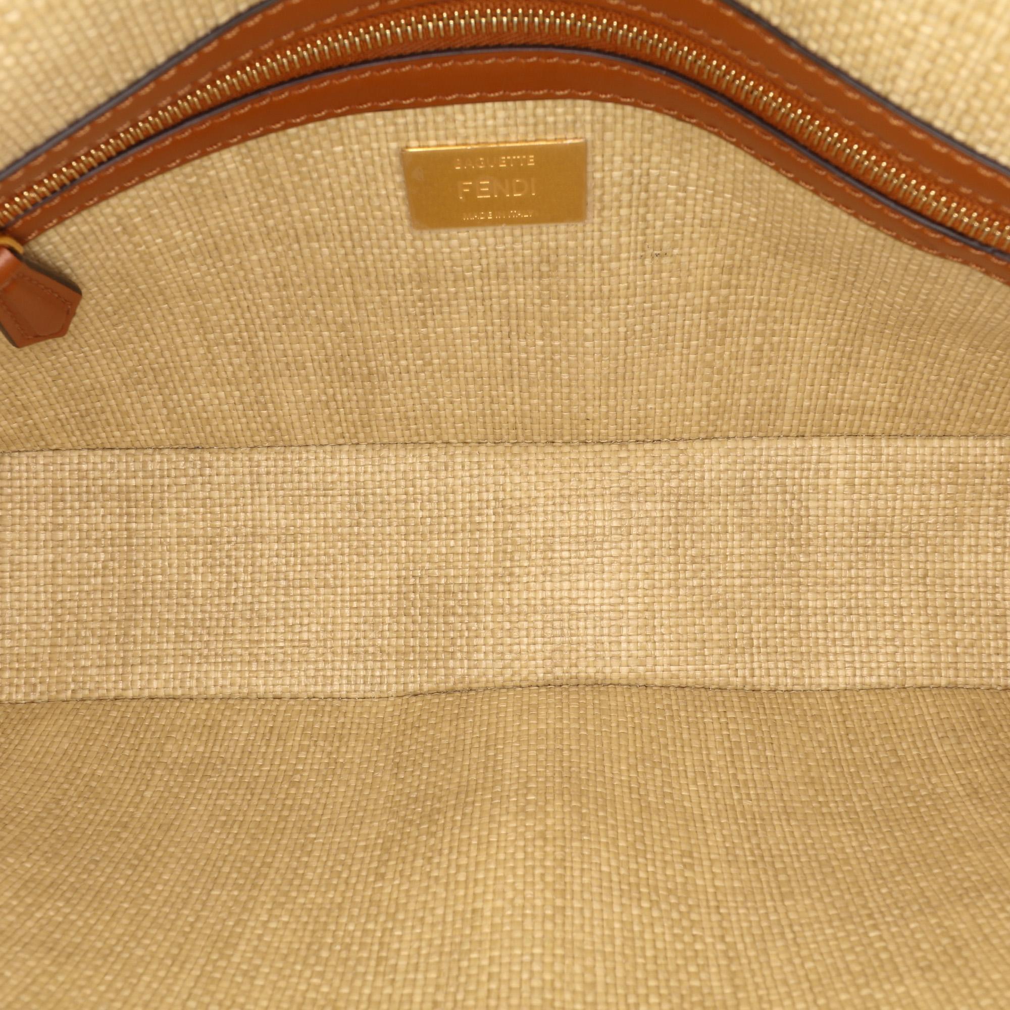 Fendi Zucca Embroidered Canvas Baguette Satchel
