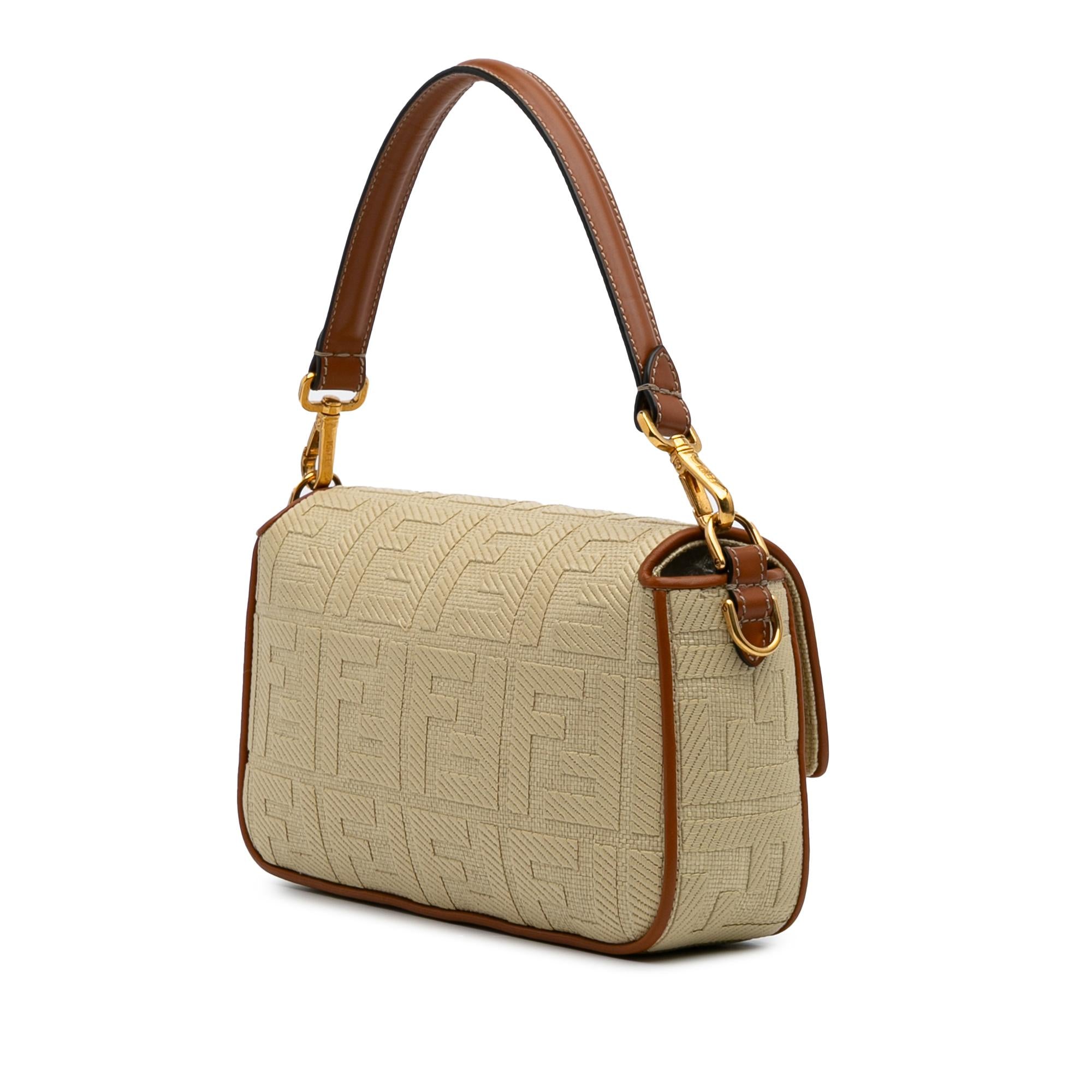 Fendi Zucca Embroidered Canvas Baguette Satchel