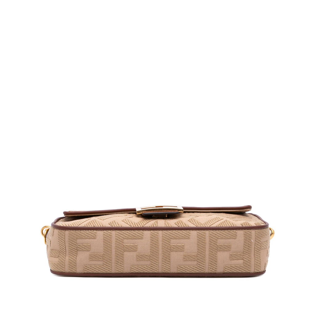 Fendi Zucca Embroidered Canvas Baguette Satchel