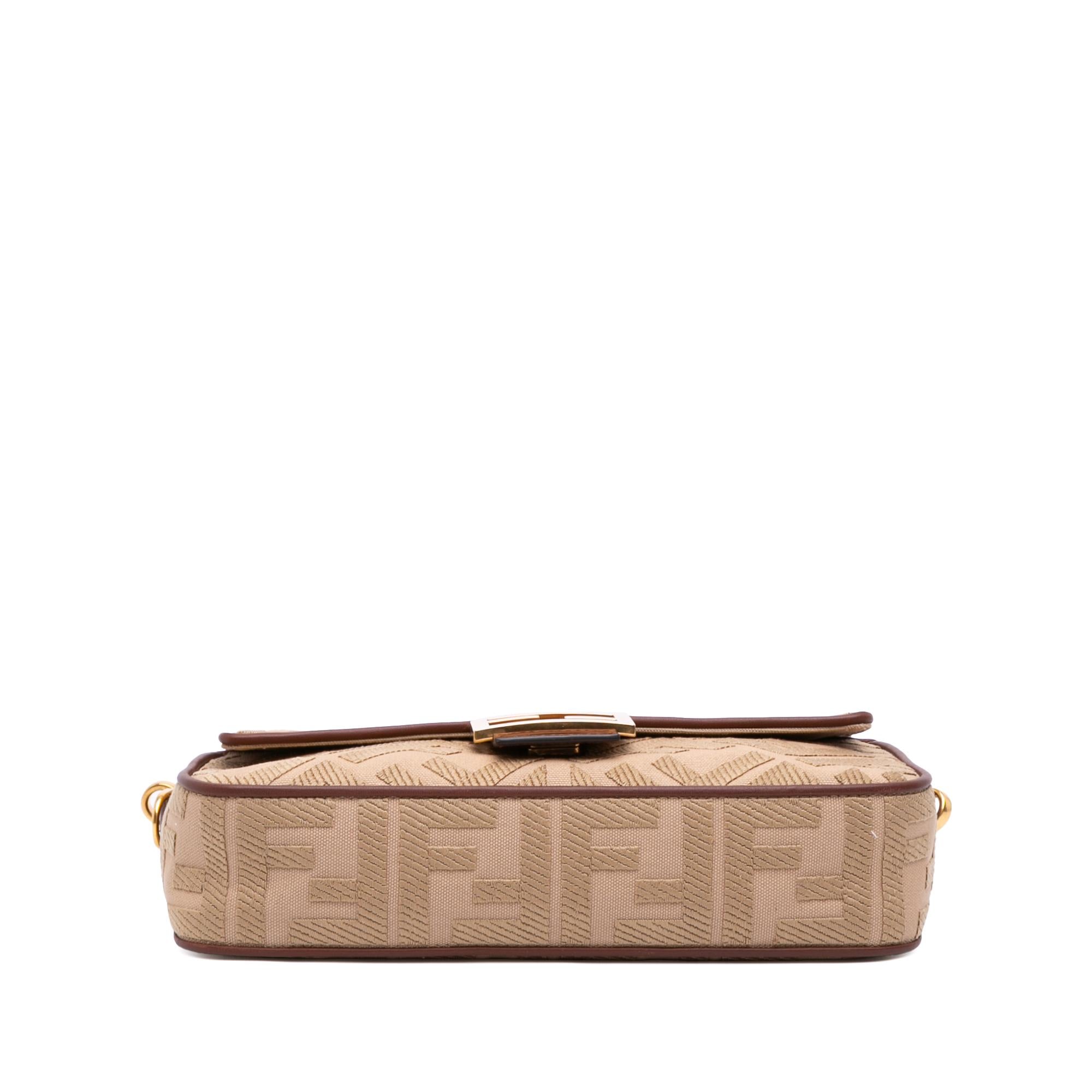 Fendi Zucca Embroidered Canvas Baguette Satchel