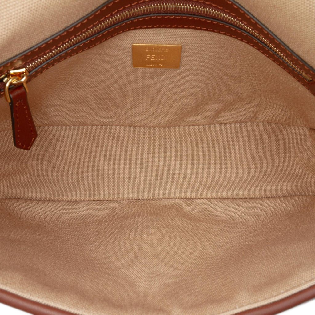 Fendi Zucca Embroidered Canvas Baguette Satchel