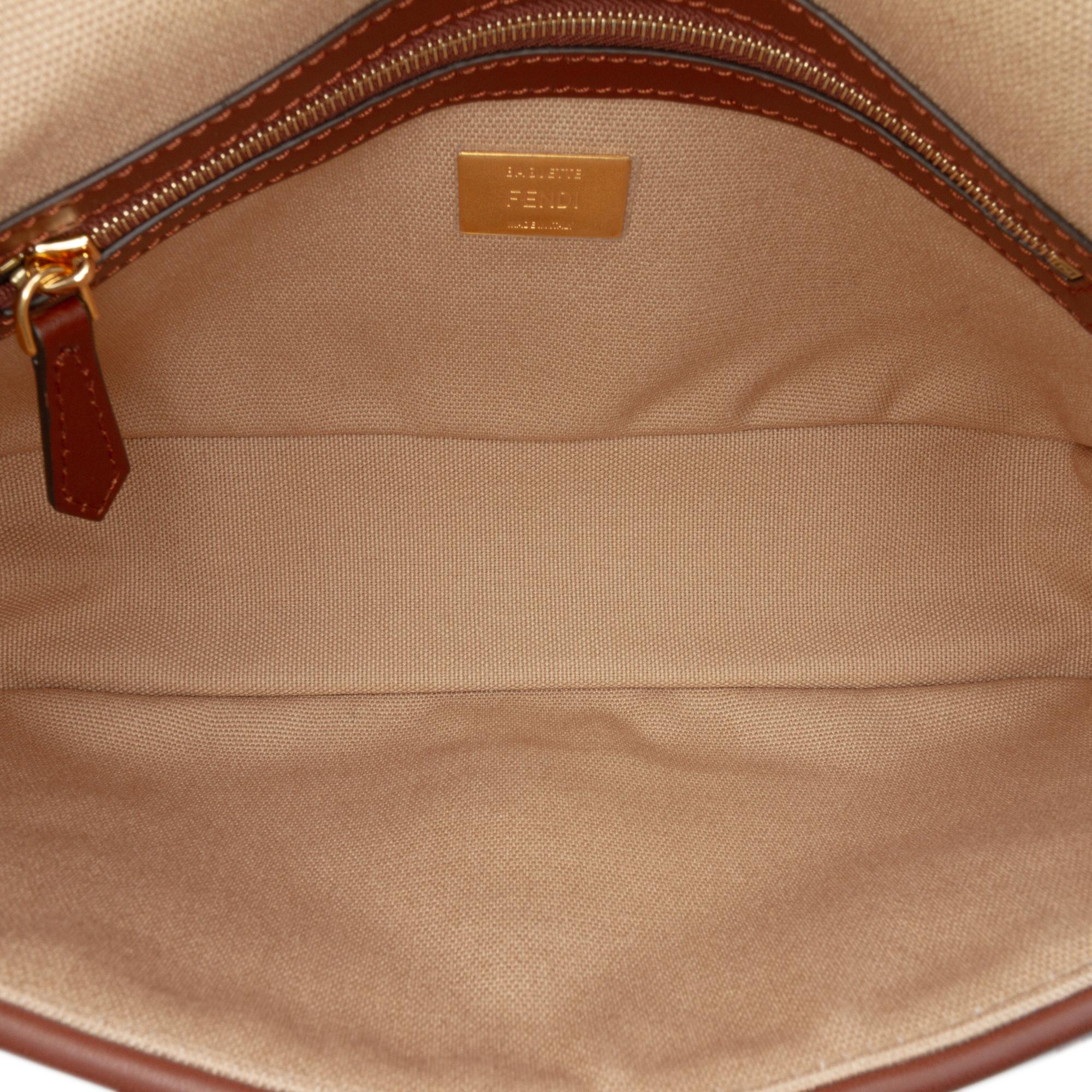 Fendi Zucca Embroidered Canvas Baguette Satchel